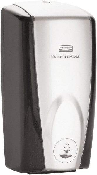 Rubbermaid - 1100 mL Foam Hand Soap Dispenser - Plastic, Hanging, Black & Chrome - Exact Tool & Supply
