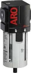 ARO/Ingersoll-Rand - 1/2" Port, 7.913" High x 2.874" Wide Standard Filter with Polycarbonate Bowl, Automatic Drain - 197 SCFM, 150 Max psi, 125°F Max Temp, Modular Connection, Bowl Guard, 2.3 oz Bowl Capacity - Exact Tool & Supply