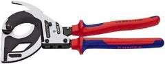Knipex - 12-1/4" OAL, 24 AWG Capacity, Cable Cutter Pliers - Ratchet Head, Comfort Grip Handles, with Spring - Exact Tool & Supply