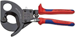 Knipex - 11" OAL, 24 AWG Capacity, Cable Cutter Pliers - Ratchet Head, Comfort Grip Handles, with Spring - Exact Tool & Supply