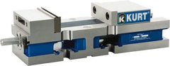 Kurt - 4" Jaw Width, 6" Jaw Opening Capacity, Horizontal Stationary Machine Vise - Reverse Manual Operation, 7,500 Lb Capacity, 1 Station, 13.985" Long x 3.4900" High x 1-15/64" Deep, 1.235" Jaw Height, Ductile Iron - Exact Tool & Supply