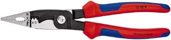 Knipex - 12 AWG to 14 AWG Stripping, 20 AWG Crimping, 19/32" Cutting Capacity Wire Stripper/Crimper - 8" OAL, Comfort Grip Handle - Exact Tool & Supply