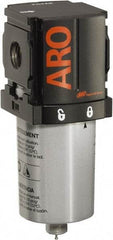 ARO/Ingersoll-Rand - 1/4" Port Coalescing Filter - Metal Bowl, Manual Drain, 250 Max psi, 0.3 Micron Rating, 1.575" Long x 1.811" Wide x 4.303" High - Exact Tool & Supply