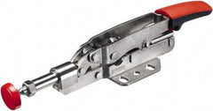 Bessey - 450 Lb Load Capacity, Flanged Base, Carbon Steel, Standard Straight Line Action Clamp - 4 Mounting Holes, 0.33" Plunger Diam, Straight Handle - Exact Tool & Supply