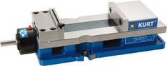 Kurt - 6" Jaw Width, 9" Jaw Opening Capacity, Horizontal Stationary Machine Vise - Reverse Hydraulic Operation, 1 Station, 20.553" Long x 4.86" High x 1-47/64" Deep, 1.735" Jaw Height, 5,250 Lb Max Clamp Force, Ductile Iron - Exact Tool & Supply