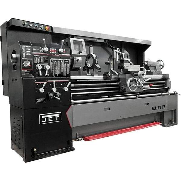 Jet - 17" Swing, 40" Between Centers, 230/460 Volt, Triple Phase Engine Lathe - 5MT Taper, 7-1/2 hp, 36 to 1,800 RPM, 3-1/8" Bore Diam, 44" Deep x 68" High x 94" Long - Exact Tool & Supply
