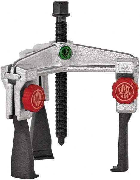 KUKKO - 3 Jaw, 1-7/16" to 4-3/4" Spread, 6 Ton Capacity, Reversible Puller - 3.94" Reach, 7-3/4" Long, For Gears, Bearings, Pulleys, Bushings, Seals - Exact Tool & Supply