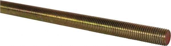 Value Collection - 1-8 UNC (Coarse), 6' Long, Alloy Steel Threaded Rod - Yellow Zinc-Plated Finish, Right Hand Thread - Exact Tool & Supply