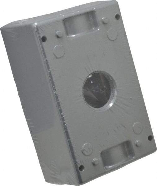 Thomas & Betts - 1 Gang, (3) 3/4" Knockouts, Aluminum Rectangle Outlet Box - 4-1/2" Overall Height x 2-1/2" Overall Width x 2" Overall Depth, Weather Resistant - Exact Tool & Supply