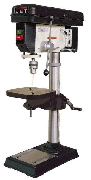 Jet - 15" Swing, Step Pulley Drill Press - 16 Speed, 3/4 hp, Single Phase - Exact Tool & Supply
