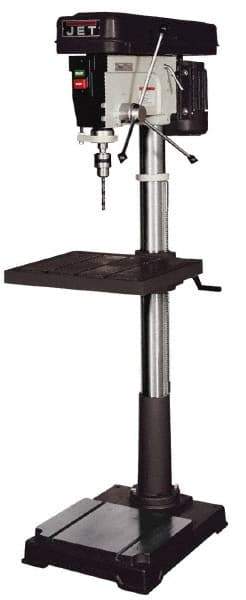 Jet - 20" Swing, Step Pulley Drill Press - 12 Speed, 1 hp, Single Phase - Exact Tool & Supply