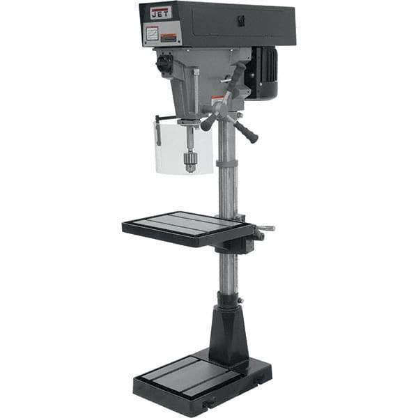 Jet - 15" Swing, Step Pulley Drill Press - 6 Speed, 1 hp, Single Phase - Exact Tool & Supply