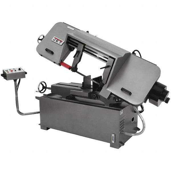 Jet - 12 x 35" Max Capacity, Semi-Automatic Variable Speed Pulley Horizontal Bandsaw - 82 to 262 SFPM Blade Speed, 230 Volts, 45°, 3 hp, 3 Phase - Exact Tool & Supply