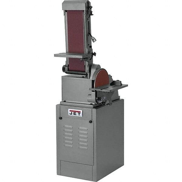 Jet - 48 Inch Long x 6 Inch Wide Belt, 10 Inch Diameter, Vertical Combination Sanding Machine - 1,650 Ft./min Belt Speed, 1 HP, Single Phase - Exact Tool & Supply