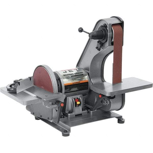 Jet - 42 Inch Long x 2 Inch Wide Belt, 8 Inch Diameter, Horizontal and Vertical Combination Sanding Machine - 3,100 Ft./min Belt Speed, 3/4 HP, Single Phase - Exact Tool & Supply