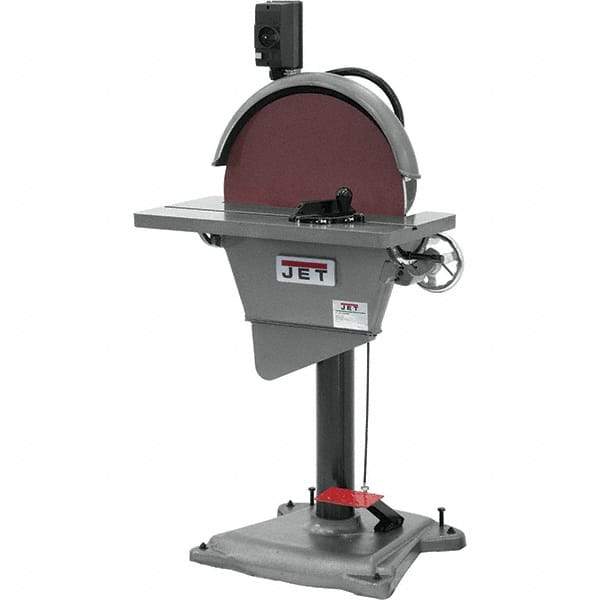 Jet - 20 Inch Diameter, 1,725 RPM, 3 Phase Disc Sanding Machine - 27-1/2 Inch Long x 10-1/2 Inch Wide, 30 Inch Overall Length x 53 Inch Overall Height - Exact Tool & Supply