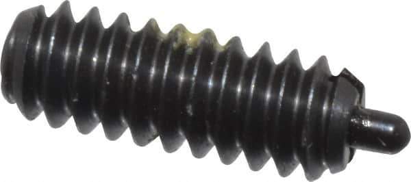 Vlier - 6-32, 3/8" Thread Length, 1/16" Plunger Projection, Steel Threaded Spring Plunger - 0.044 - 0.045" Max Plunger Diam, 3/8" Plunger Length, 1 Lb Init End Force, 1.6 Lb Final End Force - Exact Tool & Supply