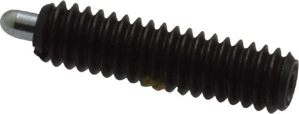 Vlier - 8-32, 5/8" Thread Length, 3/32" Plunger Projection, Steel Threaded Spring Plunger - 0.069 - 0.07" Max Plunger Diam, 5/8" Plunger Length, 0.7 Lb Init End Force, 2.3 Lb Final End Force - Exact Tool & Supply
