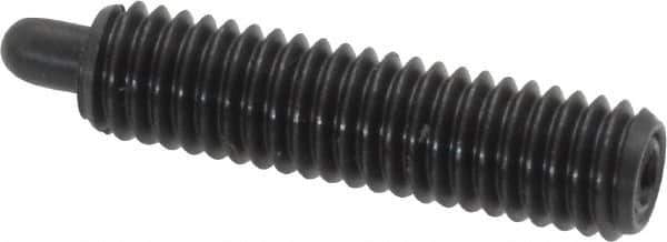 Vlier - 10-32, 3/4" Thread Length, 1/8" Plunger Projection, Steel Threaded Spring Plunger - 0.091 - 0.092" Max Plunger Diam, 3/4" Plunger Length, 2.9 Lb Init End Force, 11.1 Lb Final End Force - Exact Tool & Supply