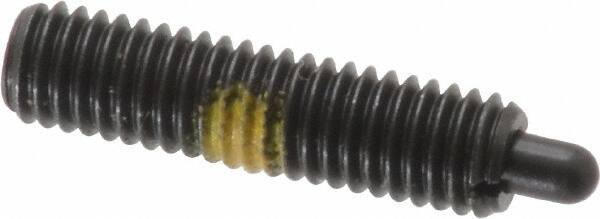 Vlier - 10-32, 3/4" Thread Length, 1/8" Plunger Projection, Steel Threaded Spring Plunger - 0.091 - 0.092" Max Plunger Diam, 3/4" Plunger Length, 2.9 Lb Init End Force, 11.1 Lb Final End Force - Exact Tool & Supply