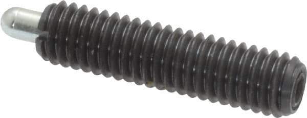 Vlier - 10-32, 3/4" Thread Length, 1/8" Plunger Projection, Steel Threaded Spring Plunger - 0.091 - 0.092" Max Plunger Diam, 3/4" Plunger Length, 1.3 Lb Init End Force, 2.7 Lb Final End Force - Exact Tool & Supply