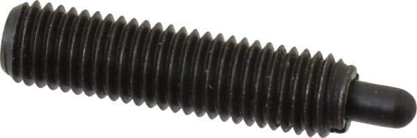 Vlier - 1/4-28, 1" Thread Length, 3/16" Plunger Projection, Steel Threaded Spring Plunger - 0.117 - 0.118" Max Plunger Diam, 1" Plunger Length, 3 Lb Init End Force, 13 Lb Final End Force - Exact Tool & Supply