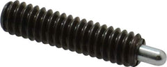 Vlier - 1/4-20, 1" Thread Length, 3/16" Plunger Projection, Steel Threaded Spring Plunger - 0.117 - 0.118" Max Plunger Diam, 1" Plunger Length, 1 Lb Init End Force, 4 Lb Final End Force - Exact Tool & Supply