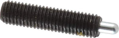Vlier - 1/4-28, 1" Thread Length, 3/16" Plunger Projection, Steel Threaded Spring Plunger - 0.117 - 0.118" Max Plunger Diam, 1" Plunger Length, 1 Lb Init End Force, 4 Lb Final End Force - Exact Tool & Supply