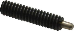 Vlier - 1/4-20, 1" Thread Length, 3/16" Plunger Projection, Steel Threaded Spring Plunger - 0.117 - 0.118" Max Plunger Diam, 1" Plunger Length, 1 Lb Init End Force, 4 Lb Final End Force - Exact Tool & Supply