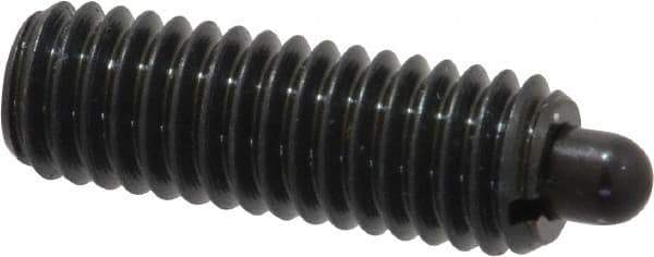 Vlier - 3/8-16, 1-1/8" Thread Length, 3/16" Plunger Projection, Steel Threaded Spring Plunger - 0.186 - 3/16" Max Plunger Diam, 1-1/8" Plunger Length, 5.5 Lb Init End Force, 14.5 Lb Final End Force - Exact Tool & Supply