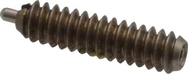 Vlier - 6-32, 17/32" Thread Length, 1/16" Plunger Projection, Stainless Steel Threaded Spring Plunger - 0.044 - 0.045" Max Plunger Diam, 17/32" Plunger Length, 1.5 Lb Init End Force, 4.5 Lb Final End Force - Exact Tool & Supply