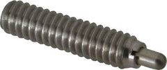 Vlier - 1/4-20, 1" Thread Length, 3/16" Plunger Projection, Stainless Steel Threaded Spring Plunger - 0.117 - 0.118" Max Plunger Diam, 1" Plunger Length, 3 Lb Init End Force, 13 Lb Final End Force - Exact Tool & Supply