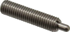 Vlier - 1/4-28, 1" Thread Length, 3/16" Plunger Projection, Stainless Steel Threaded Spring Plunger - 0.117 - 0.118" Max Plunger Diam, 1" Plunger Length, 3 Lb Init End Force, 13 Lb Final End Force - Exact Tool & Supply