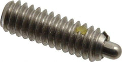 Vlier - 1/4-20, 3/4" Thread Length, 1/8" Plunger Projection, Stainless Steel Threaded Spring Plunger - 0.117 - 0.118" Max Plunger Diam, 3/4" Plunger Length, 2 Lb Init End Force, 9 Lb Final End Force - Exact Tool & Supply