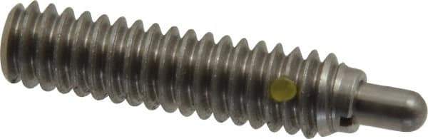 Vlier - 1/4-20, 1" Thread Length, 3/16" Plunger Projection, Stainless Steel Threaded Spring Plunger - 0.117 - 0.118" Max Plunger Diam, 1" Plunger Length, 3 Lb Init End Force, 13 Lb Final End Force - Exact Tool & Supply