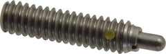 Vlier - 1/4-20, 1" Thread Length, 3/16" Plunger Projection, Stainless Steel Threaded Spring Plunger - 0.117 - 0.118" Max Plunger Diam, 1" Plunger Length, 3 Lb Init End Force, 13 Lb Final End Force - Exact Tool & Supply
