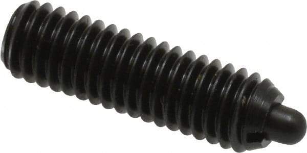 Vlier - M6 x 1.0, 0.787" Thread Length, 0.098" Plunger Projection, Steel Threaded Spring Plunger - 0.106" Max Plunger Diam, 0.787" Plunger Length, 4.05 Lb Init End Force, 11.24 Lb Final End Force - Exact Tool & Supply