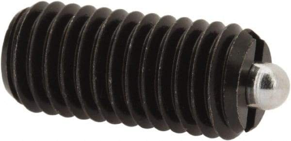 Vlier - M10 x 1.5, 0.866" Thread Length, 0.118" Plunger Projection, Steel Threaded Spring Plunger - 0.157" Max Plunger Diam, 0.866" Plunger Length, 2.02 Lb Init End Force, 7.87 Lb Final End Force - Exact Tool & Supply