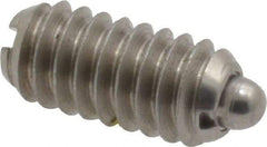 Vlier - 1/4-20, 17/32" Thread Length, 0.078" Plunger Projection, Stainless Steel Threaded Spring Plunger - 0.119" Max Plunger Diam, 0.531" Plunger Length, 3 Lb Init End Force, 10.5 Lb Final End Force - Exact Tool & Supply