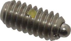 Vlier - 1/4-20, 17/32" Thread Length, 0.078" Plunger Projection, Stainless Steel Threaded Spring Plunger - 0.119" Max Plunger Diam, 0.531" Plunger Length, 1 Lb Init End Force, 3.5 Lb Final End Force - Exact Tool & Supply