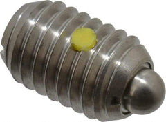Vlier - 1/2-13, 3/4" Thread Length, 0.151" Plunger Projection, Stainless Steel Threaded Spring Plunger - 1/4" Max Plunger Diam, 0.75" Plunger Length, 1.75 Lb Init End Force, 5.5 Lb Final End Force - Exact Tool & Supply