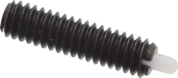 Vlier - 8-32, 5/8" Thread Length, 3/32" Plunger Projection, Steel Threaded Spring Plunger - 0.068 - 0.07" Max Plunger Diam, 5/8" Plunger Length, 0.7 Lb Init End Force, 2.3 Lb Final End Force - Exact Tool & Supply