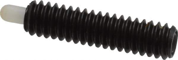 Vlier - 1/4-20, 1" Thread Length, 3/16" Plunger Projection, Steel Threaded Spring Plunger - 0.116 - 0.118" Max Plunger Diam, 1" Plunger Length, 3 Lb Init End Force, 13 Lb Final End Force - Exact Tool & Supply
