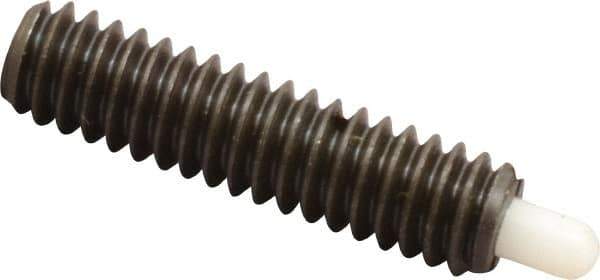 Vlier - 1/4-20, 1" Thread Length, 3/16" Plunger Projection, Steel Threaded Spring Plunger - 0.116 - 0.118" Max Plunger Diam, 1" Plunger Length, 1 Lb Init End Force, 4 Lb Final End Force - Exact Tool & Supply