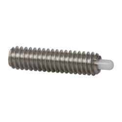 Vlier - 8-32, 5/8" Thread Length, 3/32" Plunger Projection, Stainless Steel Threaded Spring Plunger - 0.068 - 0.07" Max Plunger Diam, 5/8" Plunger Length, 2.7 Lb Init End Force, 7.3 Lb Final End Force - Exact Tool & Supply