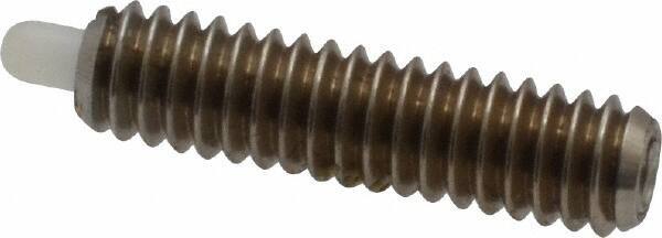 Vlier - 8-32, 5/8" Thread Length, 3/32" Plunger Projection, Stainless Steel Threaded Spring Plunger - 0.068 - 0.07" Max Plunger Diam, 5/8" Plunger Length, 2.7 Lb Init End Force, 7.3 Lb Final End Force - Exact Tool & Supply