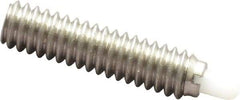 Vlier - 1/4-20, 1" Thread Length, 3/16" Plunger Projection, Stainless Steel Threaded Spring Plunger - 0.116 - 0.118" Max Plunger Diam, 1" Plunger Length, 3 Lb Init End Force, 13 Lb Final End Force - Exact Tool & Supply