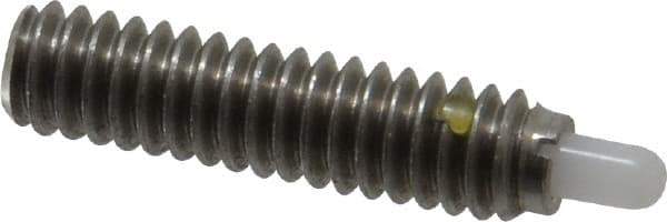 Vlier - 1/4-20, 1" Thread Length, 3/16" Plunger Projection, Stainless Steel Threaded Spring Plunger - 0.116 - 0.118" Max Plunger Diam, 1" Plunger Length, 3 Lb Init End Force, 13 Lb Final End Force - Exact Tool & Supply