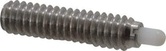 Vlier - 1/4-20, 1" Thread Length, 3/16" Plunger Projection, Stainless Steel Threaded Spring Plunger - 0.116 - 0.118" Max Plunger Diam, 1" Plunger Length, 1 Lb Init End Force, 4 Lb Final End Force - Exact Tool & Supply