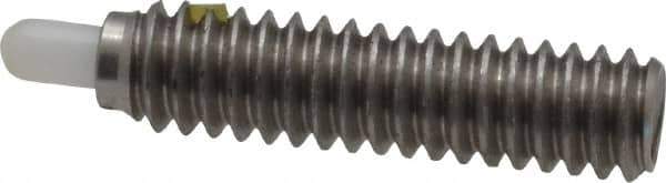 Vlier - 1/4-20, 1" Thread Length, 3/16" Plunger Projection, Stainless Steel Threaded Spring Plunger - 0.116 - 0.118" Max Plunger Diam, 1" Plunger Length, 1 Lb Init End Force, 4 Lb Final End Force - Exact Tool & Supply